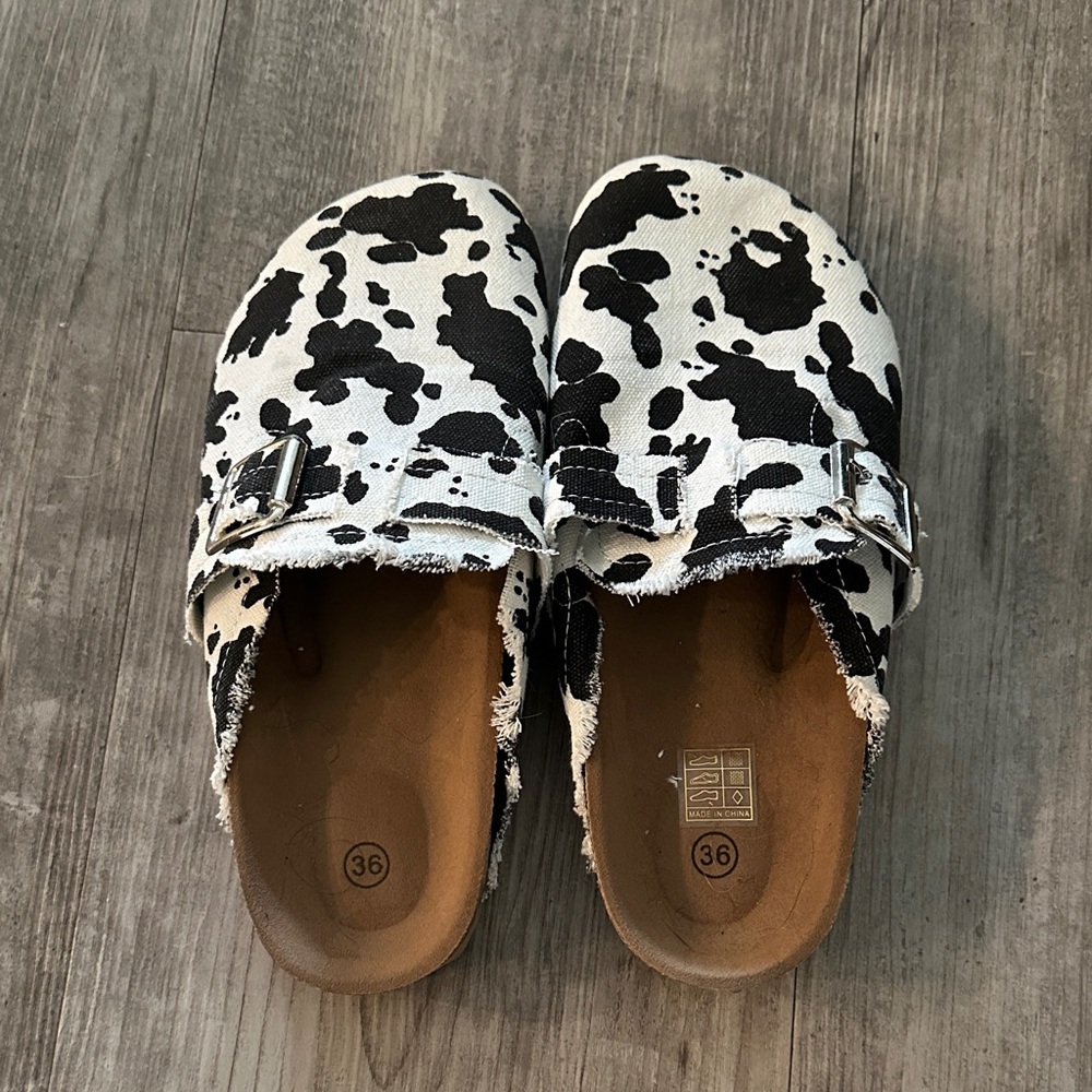Cow Print Slip-On Shoes